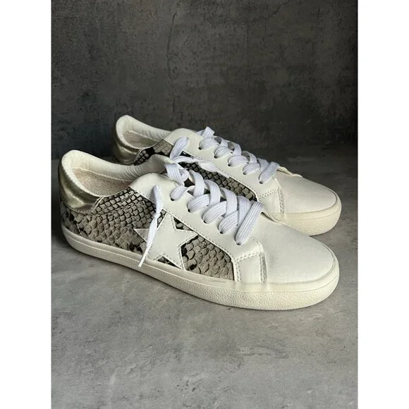 Steve Madden Madden Girls White Multi Snakeskin Star Sneakers Womens Size 7.5 - Picture 2 of 16